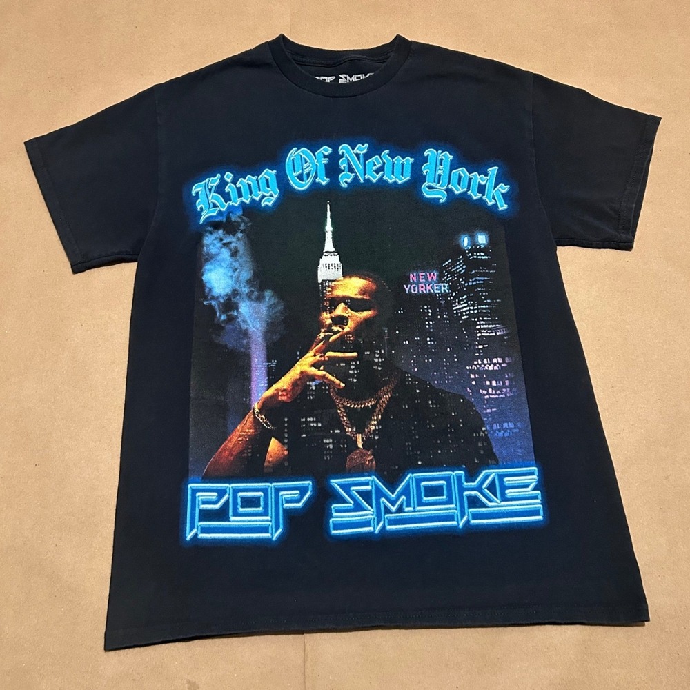 Pop Smoke Black King Of New York Graphic T-Shirt Mens Medium‎